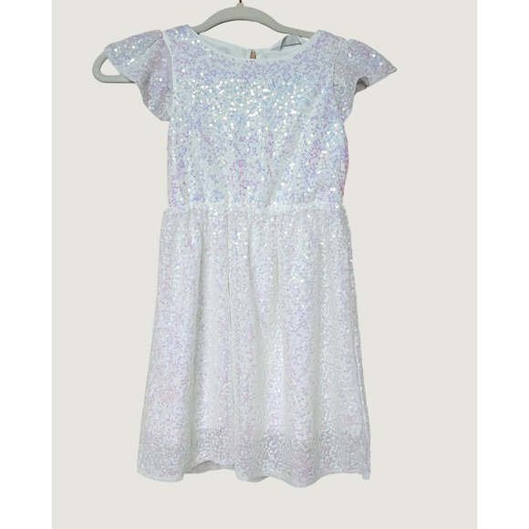 H&M Other - H&M Sequin Dress Kid 6-7Y White Iridescent Sparkly Fairy Princess Birthday Party